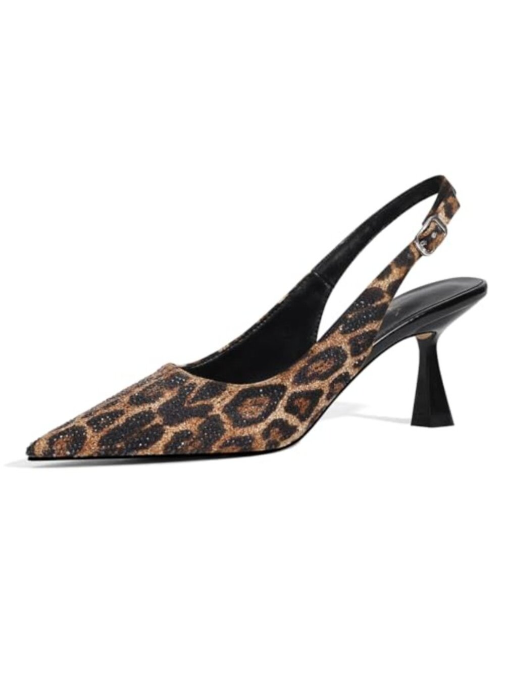 Rhinestone Pointed Toe Kitten Heel Slingback Pumps Women's Low Heel Bridal